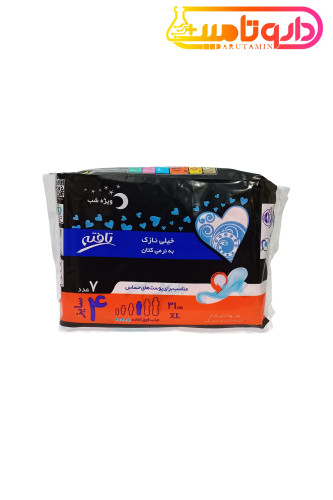 تافته نوار بهداشتی بالدار خیلی نازک به نرمی کتان بسته بندی تکی ویژه شب سایز 4 7 عددی